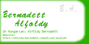 bernadett alfoldy business card